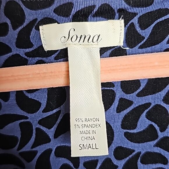 Soma small Dolman sleeve dress Blue black print - Picture 5 of 7